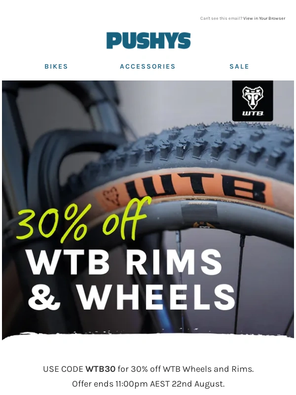 Pushys - Score 30% off WTB Rims and Wheels ?️