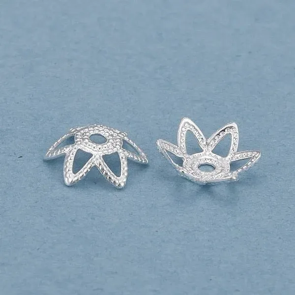 6-Petal Long-Lasting Plated Flower Bead Caps