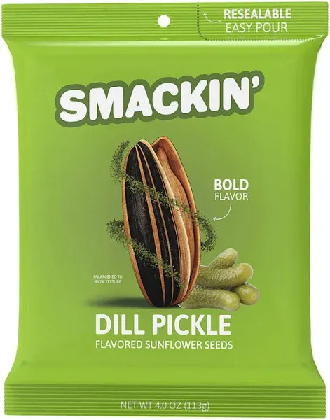 Smackin' Dill Pickle Sunflower Seeds Sample Pack of 6 Single Serve Bags