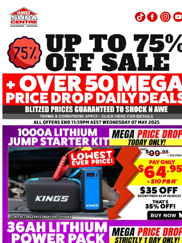 4WD Supacentre - ?️ Up To 75% Off Sale + Over 50 Mega Price Drop Daily Deals ?