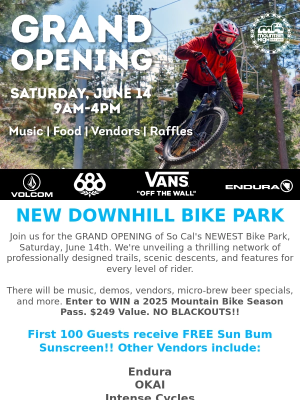 Mountain High - Mountain Bike Park Grand Opening 6/14