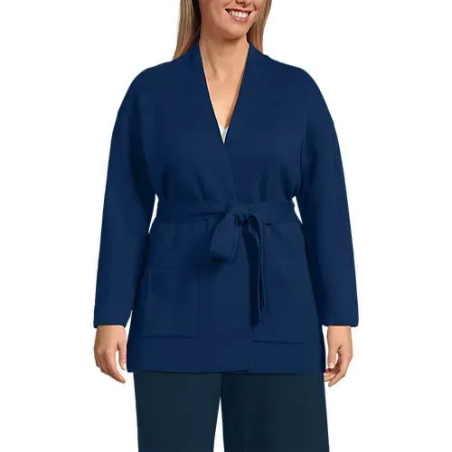 Women's Fine Gauge Milano Belted Long Line Cardigan Sweater