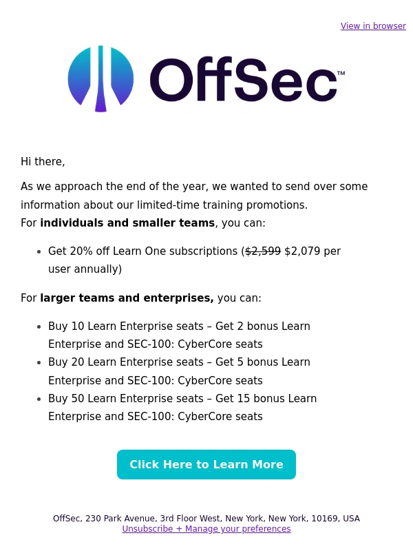 Offensive Security - End-of-year training discounts and offers from OffSec