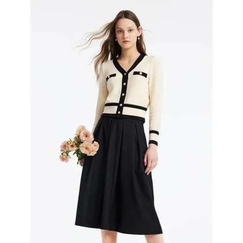 Classic Tweed Jacquard Cardigan& Skirt Two-Piece Suit
