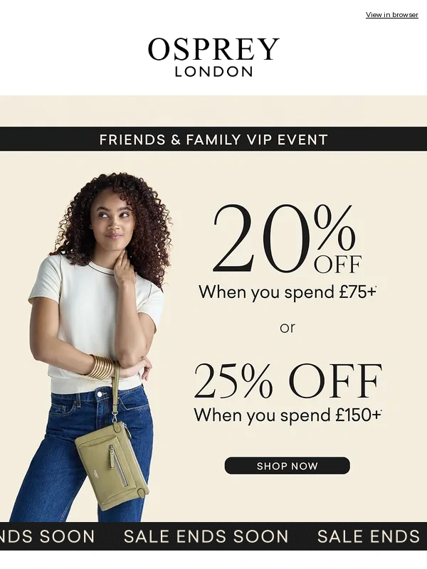OSPREY - Ends tonight: extra 25% off – online only