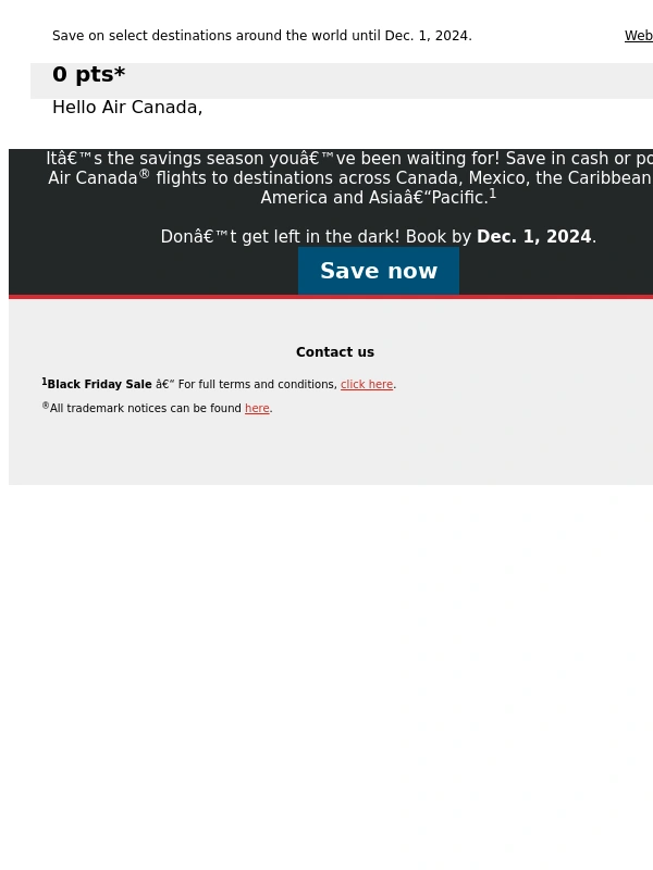 Air Canada - Black Friday savings have landed