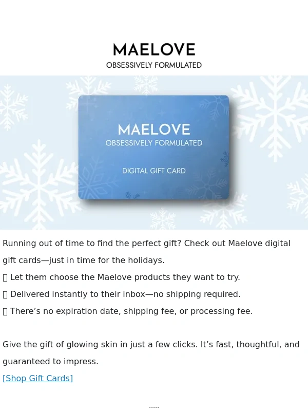 Maelove - Forgot Someone? Digital Gift Cards to the Rescue