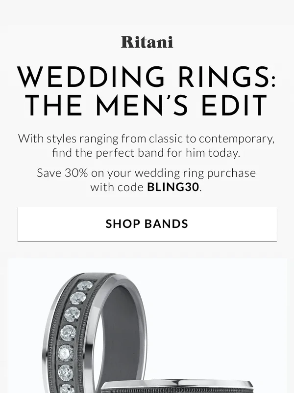 Ritani - The Men's Style Guide: Save 30% on Men's Wedding Bands Today