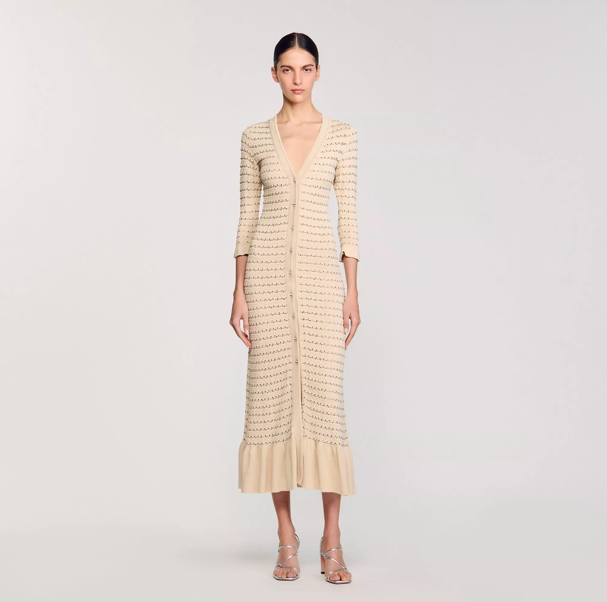 Sandro Rhinestone knit maxi dress - female - 6