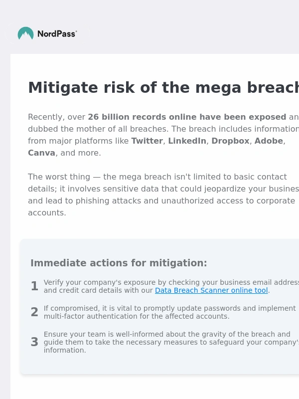 NordPass - Billion-record breach: Is your company data safe?