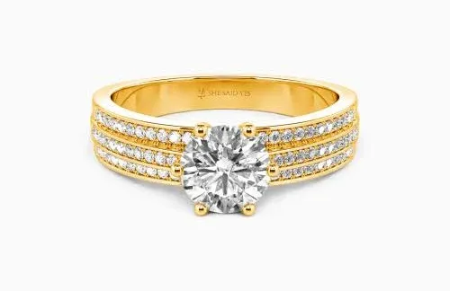 Timeless Vow" Round Cut Side Stone Engagement Ring
