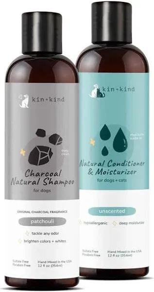 kin+kind Charcoal Pet Shampoo & Conditioner Set