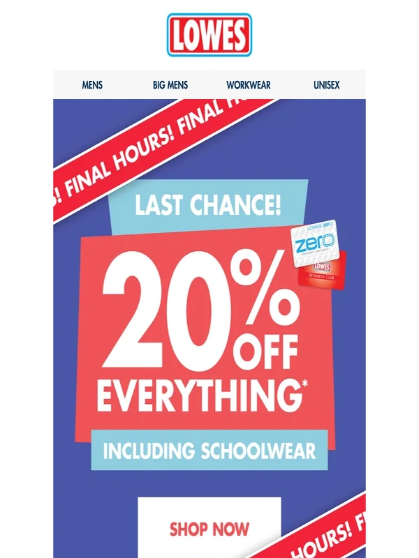 LOWES - This is your LAST CHANCE ⏰ 20% off* at Lowes!