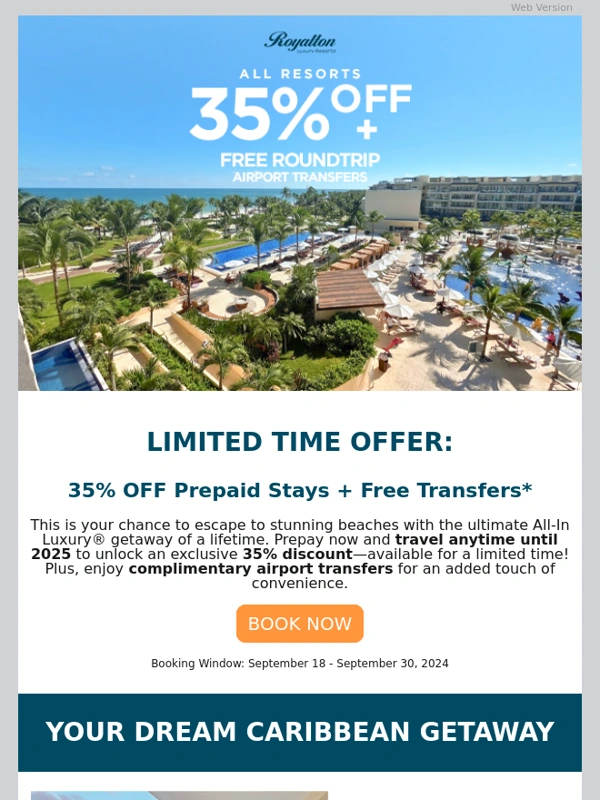 Royalton Resorts - HURRY! All Resorts are 35% OFF! ✨