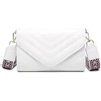 Dasein Women Small Quilted Crossbody Bags, Stylish Designer Evening Bag with Wide Shoulder Strap