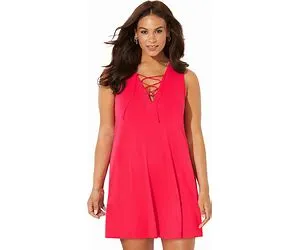Plus Size Women's Fiona V-Neck Cover Up Dress By Swimsuits For All In Salsa (Size 6/8)