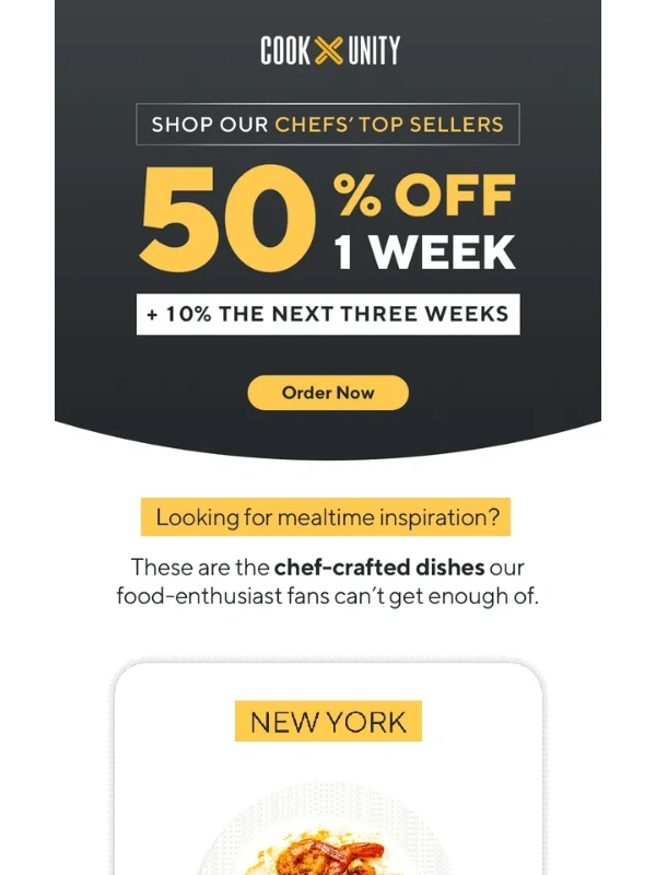 CookUnity - 50% off 400+ Dishes