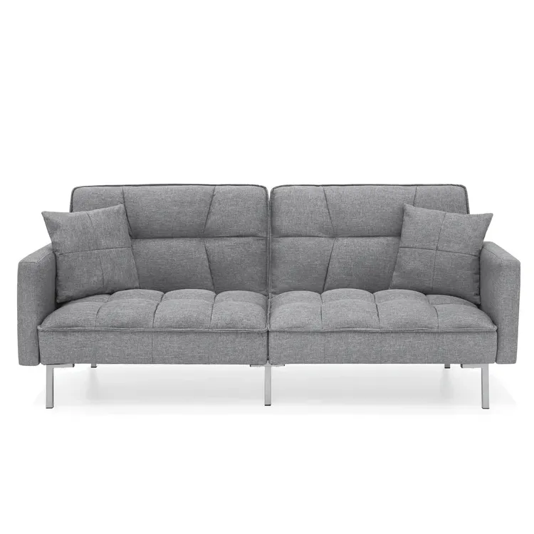 Convertible Linen Futon with Pillows