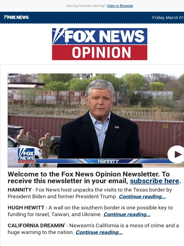 Fox News - Gavin Newsom's 'sausage-making,' Ric Flair's haters,and more from Fox News Opinion