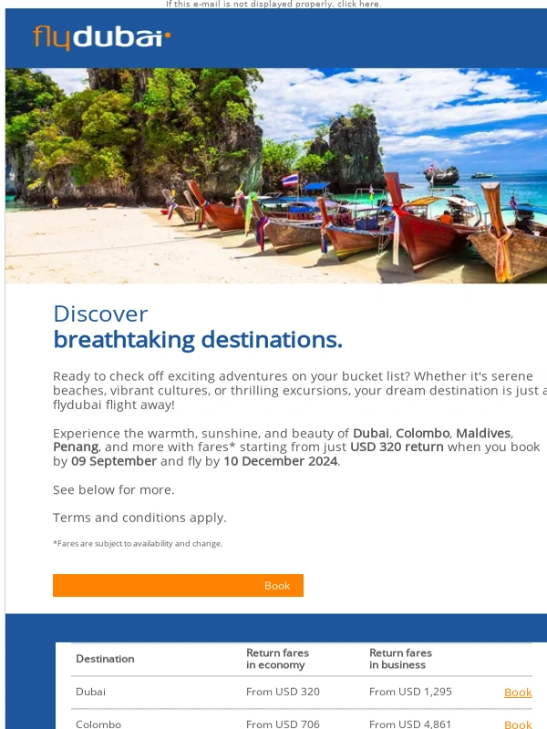 Flydubai - Breathaking destinations – from USD 320 return