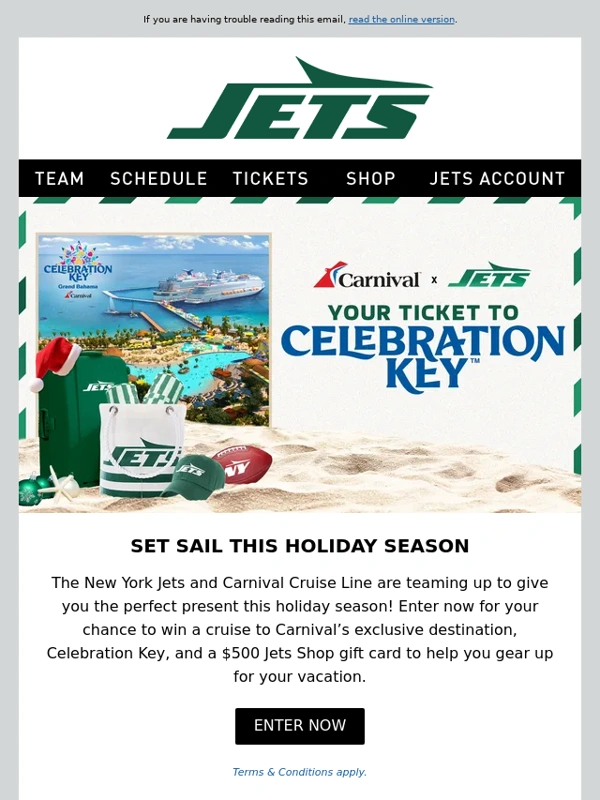 New York Jets - Enter for a Chance to Win the Ultimate Vacation!