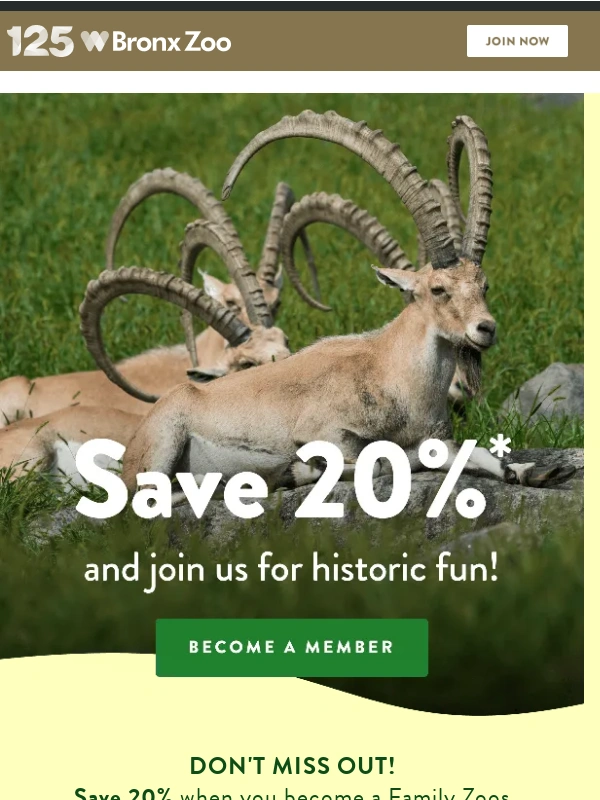 Bronx Zoo - 20% off Membership in time for historic fun
