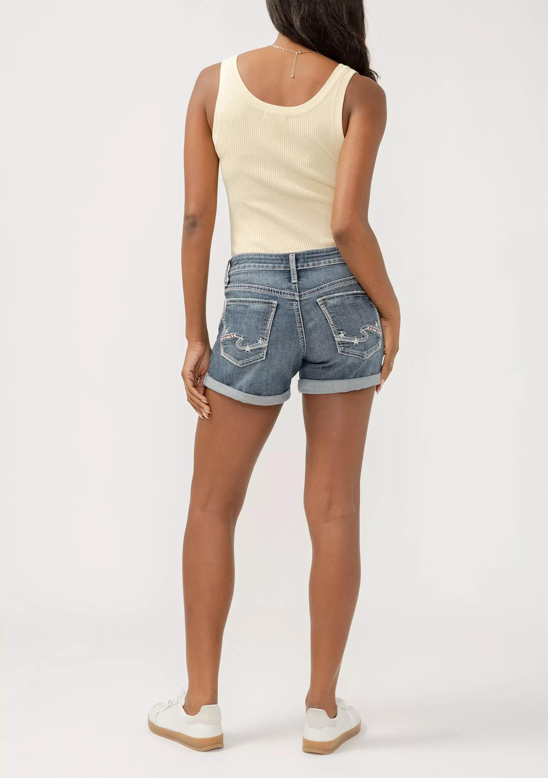 Silver Jeans Co. Silver Jeans Co.® Women's Mid Rise Luxe Stretch Americana 4.5In Boyfriend Shorts Blue Denim  - 24