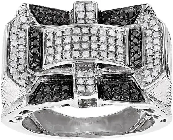 1 Carat White Gold Diamond Sterling Silver Ring for Men