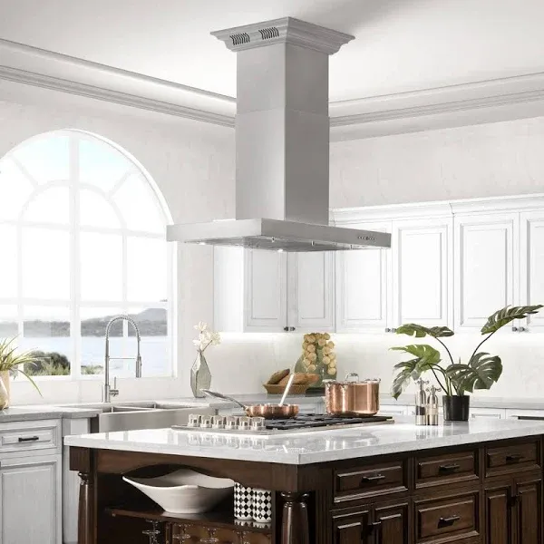 ZLINE CrownSound Island Mount Range Hood KE2iCRN-BT-36