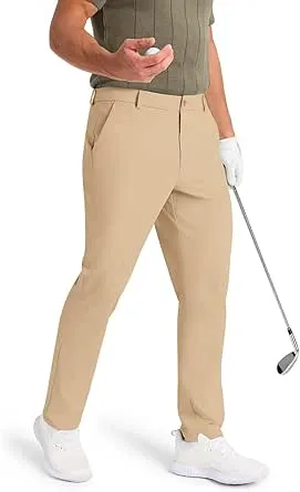 SNOWTEN Mens Classic Fit Golf Pants Stretch Work Dress Pants 30/32/34 Lightweight Casual Pants with Pockets