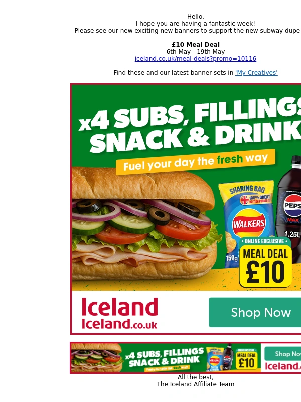 Iceland Foods - Fwd: Iceland (7868): New £10 Meal Deal Banners!