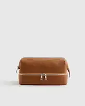 Italian Leather Dual Compartment Toiletry Bag