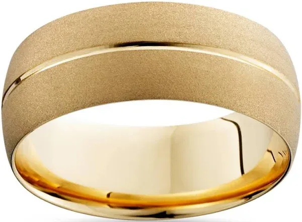 Pompeii3 Men's 14K Yellow Gold Brushed Bridal Ring