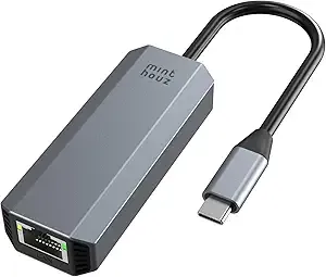 Minthouz USB-C to Ethernet Adapter 5Gbps, RJ45 to USB C 5 Gigabit LAN Network Adapter, Grey Aluminum Case Ethernet to USB Network Dongle Compatible with Laptops, Computers, MacBook, Surface and More