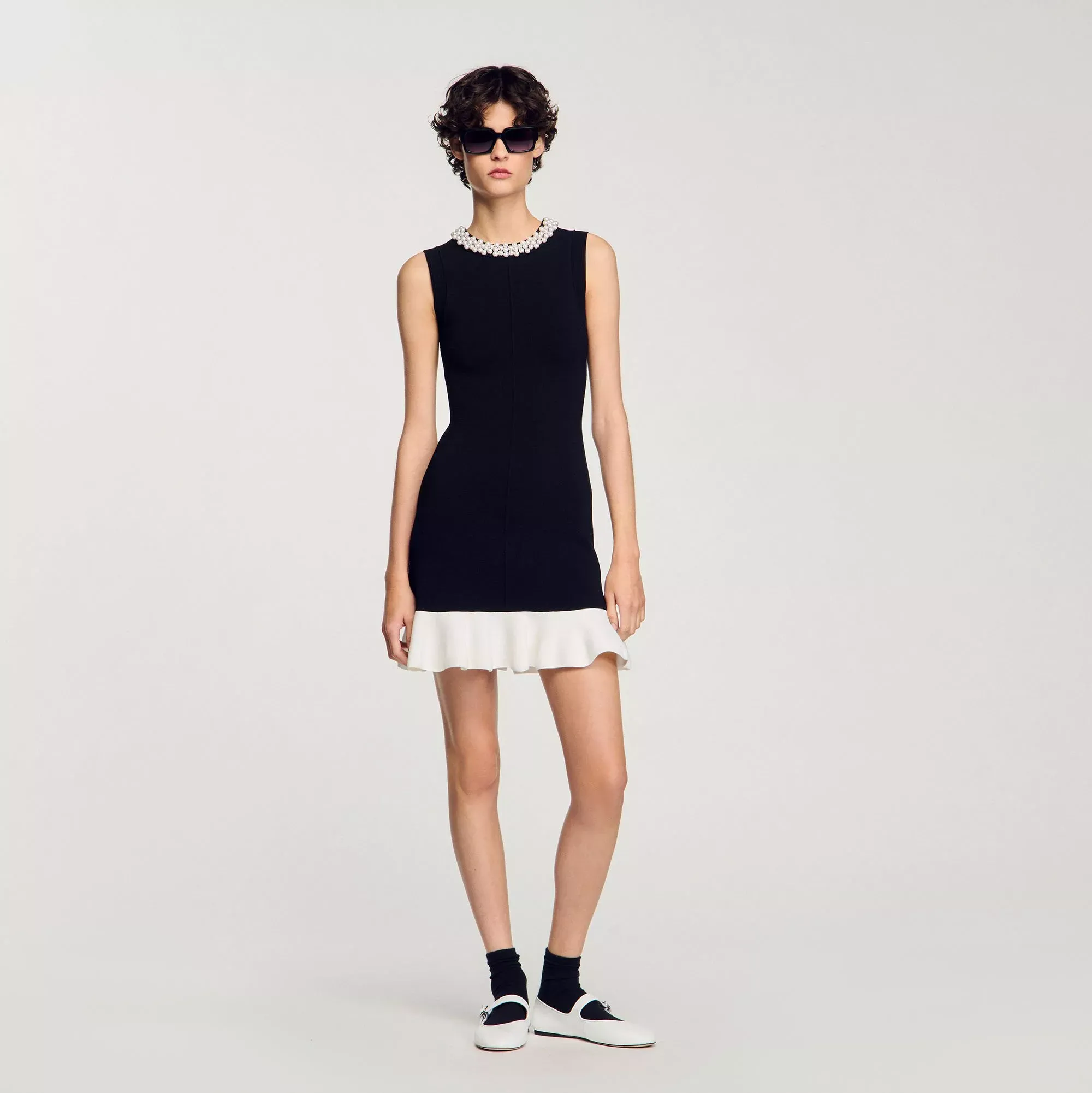 Sandro Mini knit dress with beaded neck - female - 8