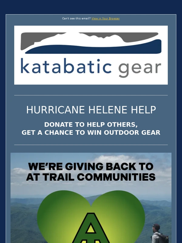 Katabatic Gear - Help Hurricane Helene-Impacted AT Communities and Win Gear!