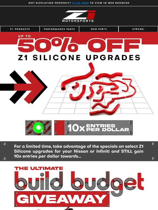 Z1 Motorsports - UP TO 50% OFF Z1 Silicone Upgrades | THE ULTIMATE BUILD BUDGET GIVEAWAY