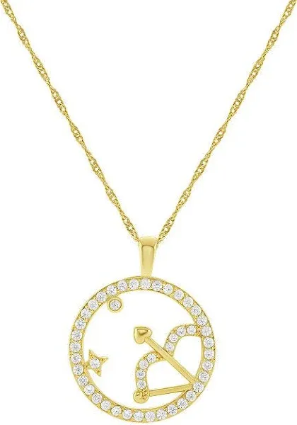18K Gold Plated Cubic Zirconia Scorpio Zodiac Coin Pendant Necklace