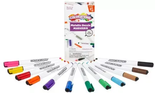 Colorations Metallic Shimmer Outline Markers - 12 Sets