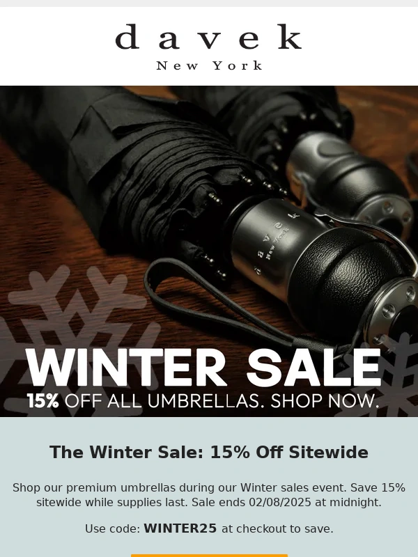 Davek - Winter Sale Alert❄️: Get 15% Off on Davek Umbrellas