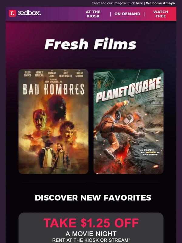 Redbox - Get $1.25 OFF fresh flicks!