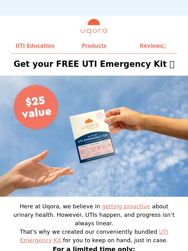 Uqora - Get your FREE UTI Emergency Kit ?