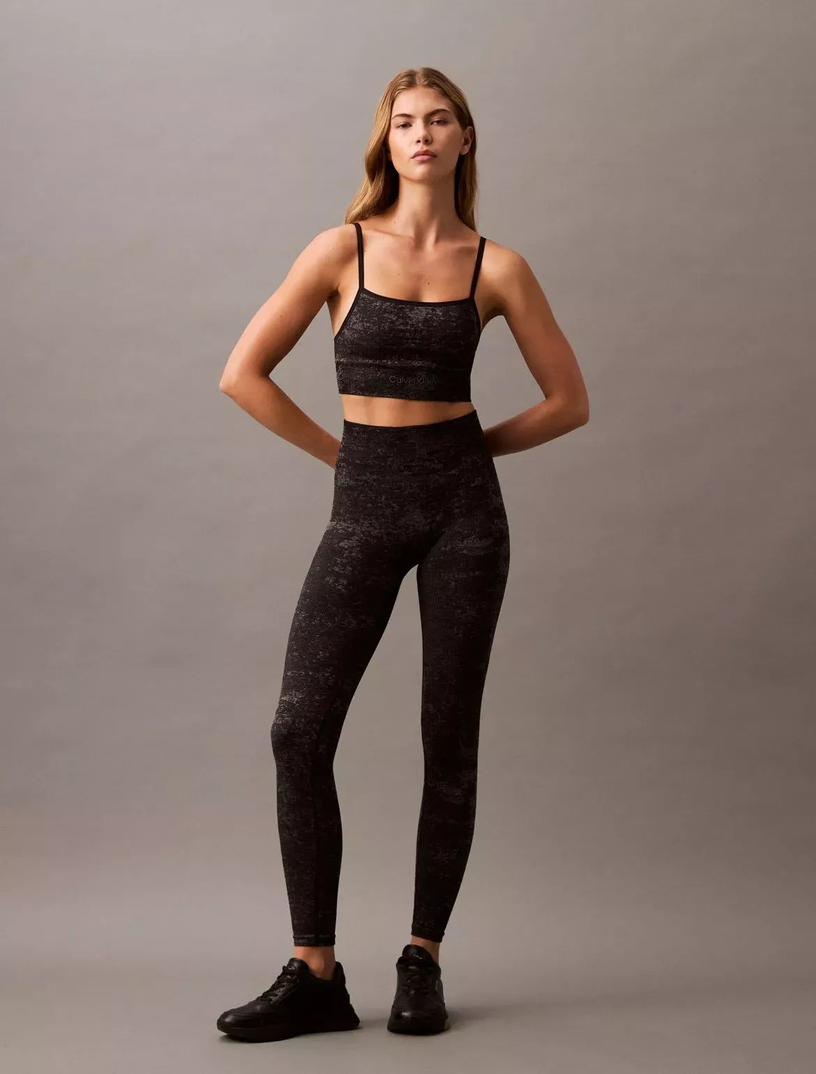 Calvin Klein Women's CK Sport Seamless Print Leggings - Black - M