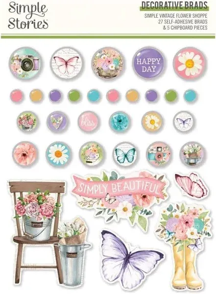 Simple Stories Simple Vintage Flower Shoppe Decorative Brads