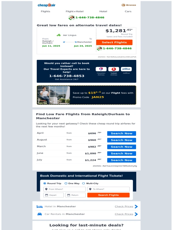 CheapOair - Raleigh / Durham to Manchester from $1281.61! Ready to Take Off?