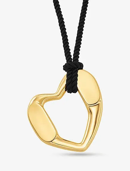Michael Kors Women's Platinum-Plated Heart Curb Corded Necklace