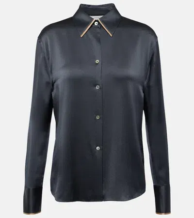 Silk Satin Blouse In Graphite