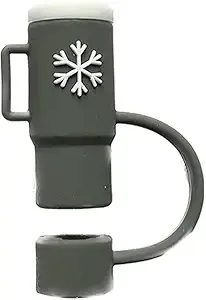 10mm Straws Cups Straws Accessories Splash Proof Silicone Straw Tips Cover Dust-Proof Straw Caps Drinking Straw Tips Lids Straw Covers Cap(Grey)