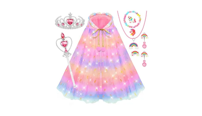 YAOOBEY Princess Dress Up Clothes for Girls 4-6,Unicorn Princess Easter Costumes Toys for Girls 3 4 5 6 7 Year Old Christmas Birthday Gifts