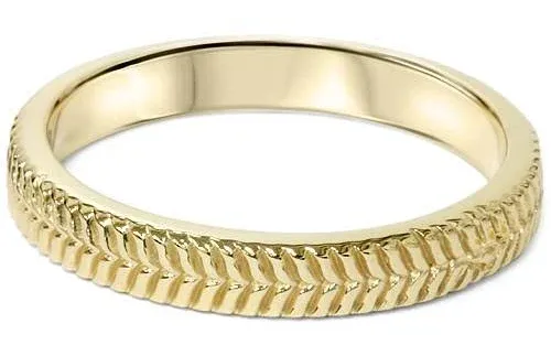 Pompeii3 Men's 14K Yellow Gold Hand Carved Wedding Band